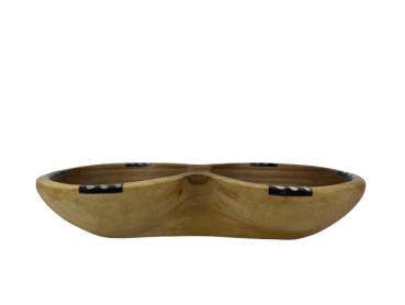 Preview: Doppelschale Olivenholz mit Knochenbatik